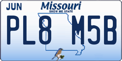 MO license plate PL8M5B
