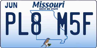 MO license plate PL8M5F