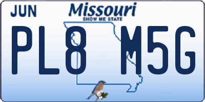 MO license plate PL8M5G