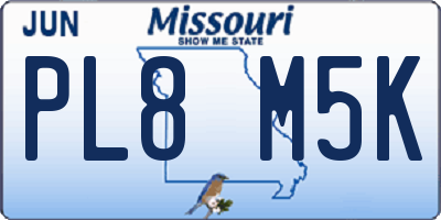 MO license plate PL8M5K