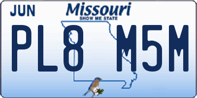 MO license plate PL8M5M