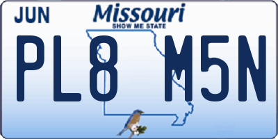 MO license plate PL8M5N