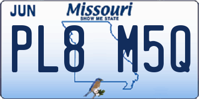 MO license plate PL8M5Q