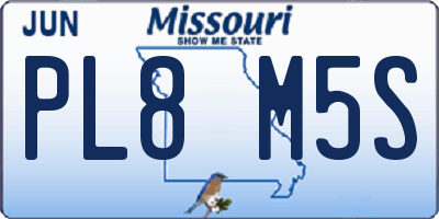 MO license plate PL8M5S