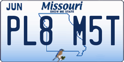 MO license plate PL8M5T