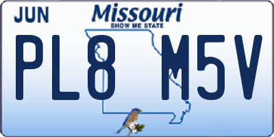 MO license plate PL8M5V