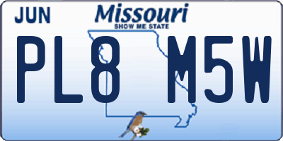 MO license plate PL8M5W