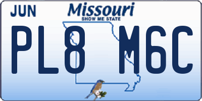 MO license plate PL8M6C