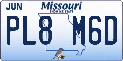 MO license plate PL8M6D