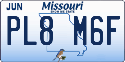 MO license plate PL8M6F