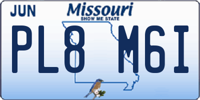 MO license plate PL8M6I