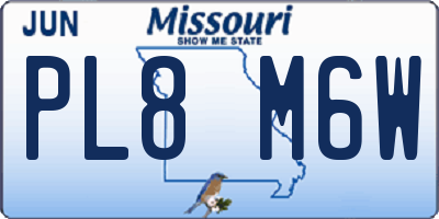 MO license plate PL8M6W