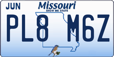MO license plate PL8M6Z