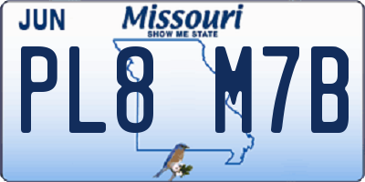 MO license plate PL8M7B