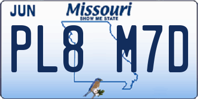 MO license plate PL8M7D