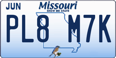 MO license plate PL8M7K