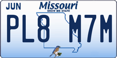 MO license plate PL8M7M