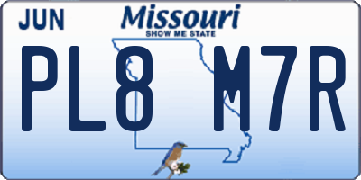 MO license plate PL8M7R