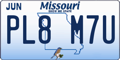 MO license plate PL8M7U