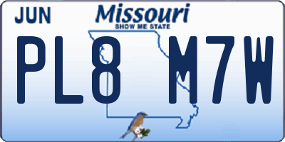 MO license plate PL8M7W