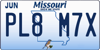 MO license plate PL8M7X