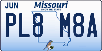 MO license plate PL8M8A