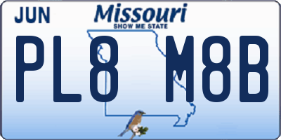 MO license plate PL8M8B