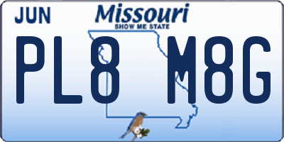 MO license plate PL8M8G