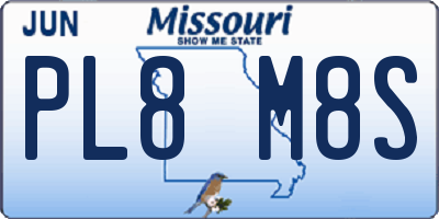 MO license plate PL8M8S