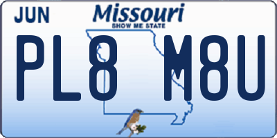 MO license plate PL8M8U