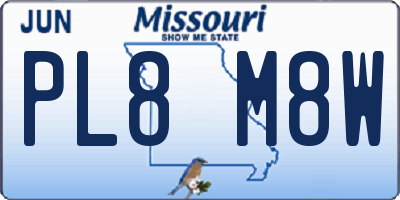 MO license plate PL8M8W