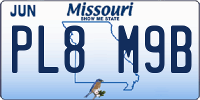 MO license plate PL8M9B