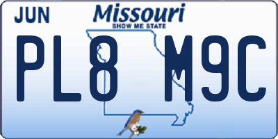 MO license plate PL8M9C