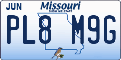 MO license plate PL8M9G