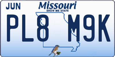 MO license plate PL8M9K