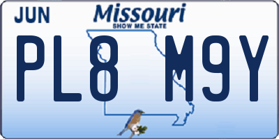 MO license plate PL8M9Y