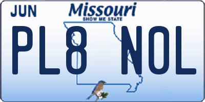 MO license plate PL8N0L