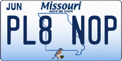 MO license plate PL8N0P
