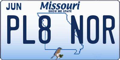 MO license plate PL8N0R