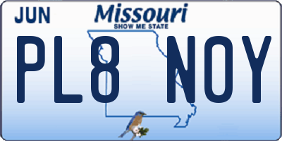 MO license plate PL8N0Y