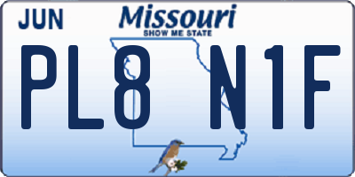 MO license plate PL8N1F