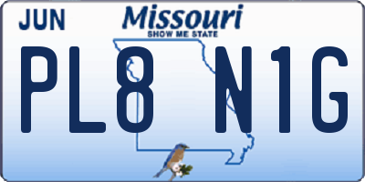MO license plate PL8N1G