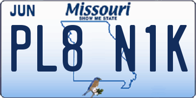 MO license plate PL8N1K