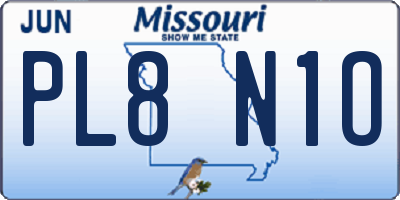 MO license plate PL8N1O