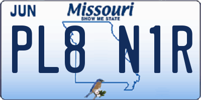 MO license plate PL8N1R