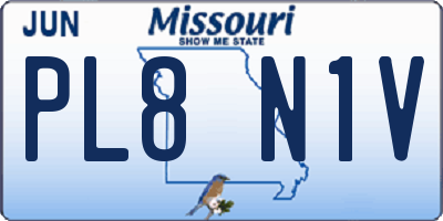 MO license plate PL8N1V