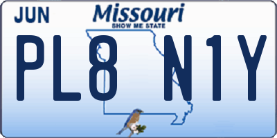 MO license plate PL8N1Y