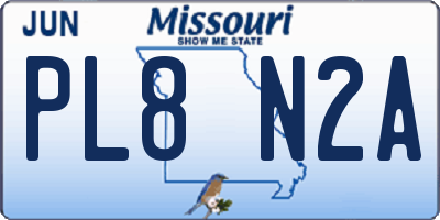 MO license plate PL8N2A