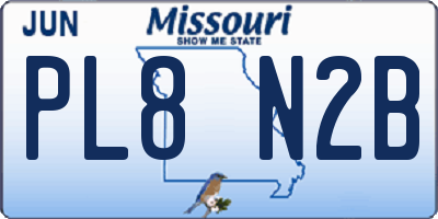 MO license plate PL8N2B