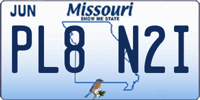 MO license plate PL8N2I